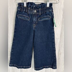 NWT! GAP WIDE LEG Ankle Jeans Size 4 Toddler Dark Denim Stride Pants Blue